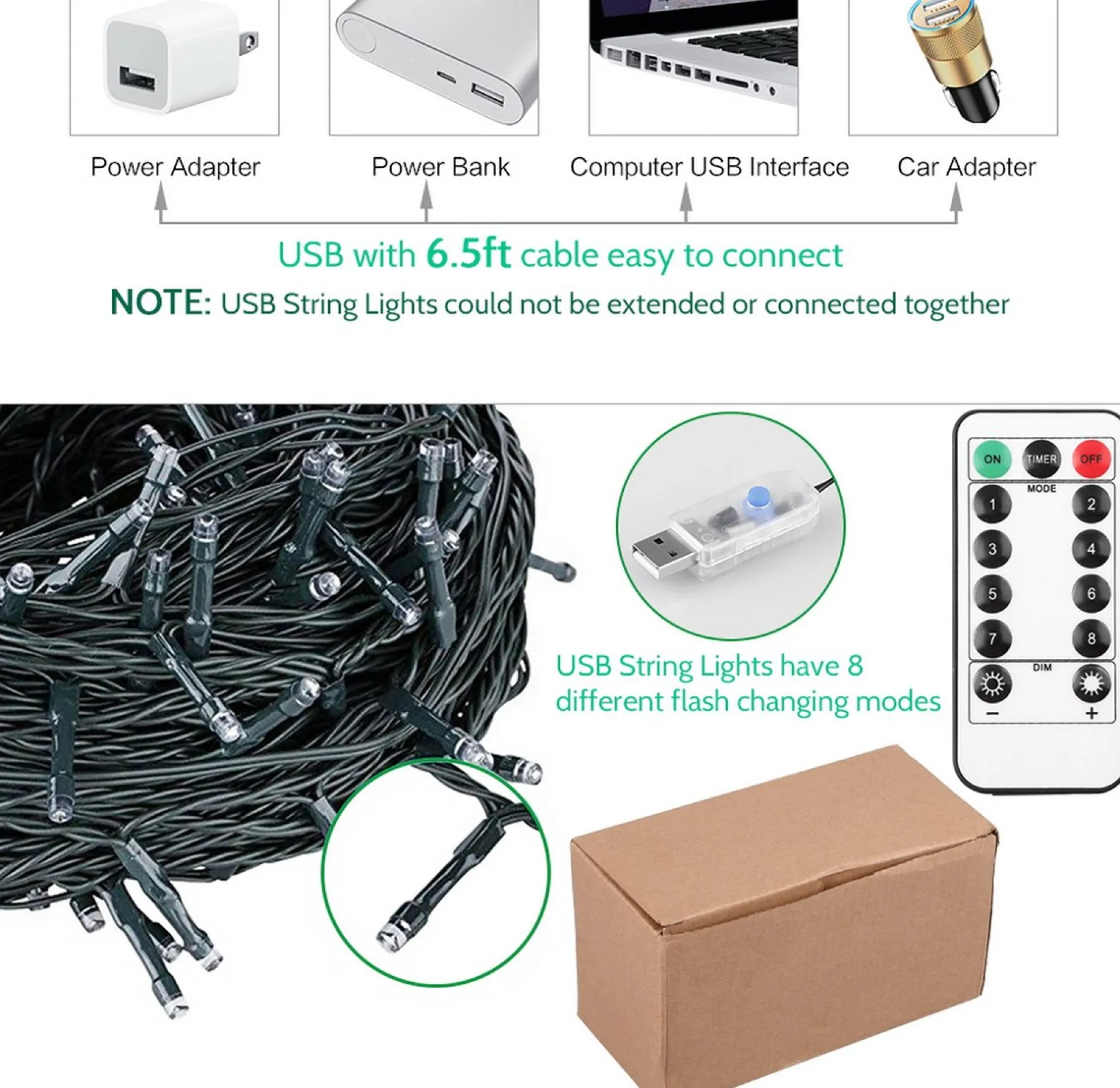 AGM Kerstlichtsnoeren^ Lichtsnoer Buiten En Binnen - 30 Meter - 300 Led - Met Usb Stekker En Afstandbediening - Sfeerverlichting - Lichtslinger - Lampjes Slinger - Fairy Lights - Kerstversiering - Kerstboom Verlichting - Ip54