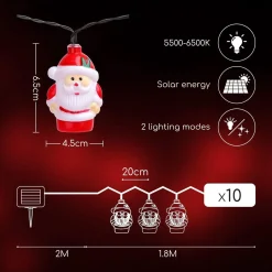 * Kerstlichtsnoeren^Aigostar Lichtsnoer - Zonne-Energie - Kerstman - 10 Led's - 3.8M - Buiten