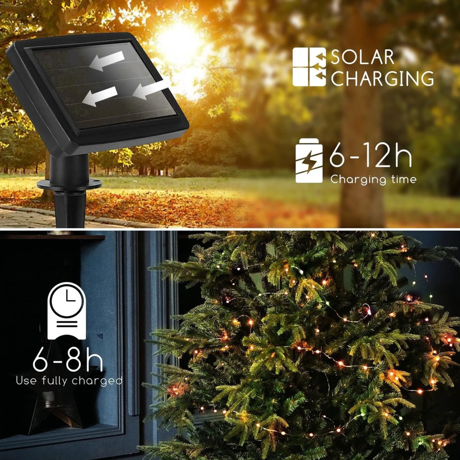 Aigostar Kerstlichtsnoeren^ 10Vrf Kerstboomverlichting - Tuinverlichting - Energie Lichtsnoer - Partyverlichting - 100 Leds - Kerstverlichting Buiten - Lichtsnoeren - Meerdere Kleuren - 11.9M - Ip44