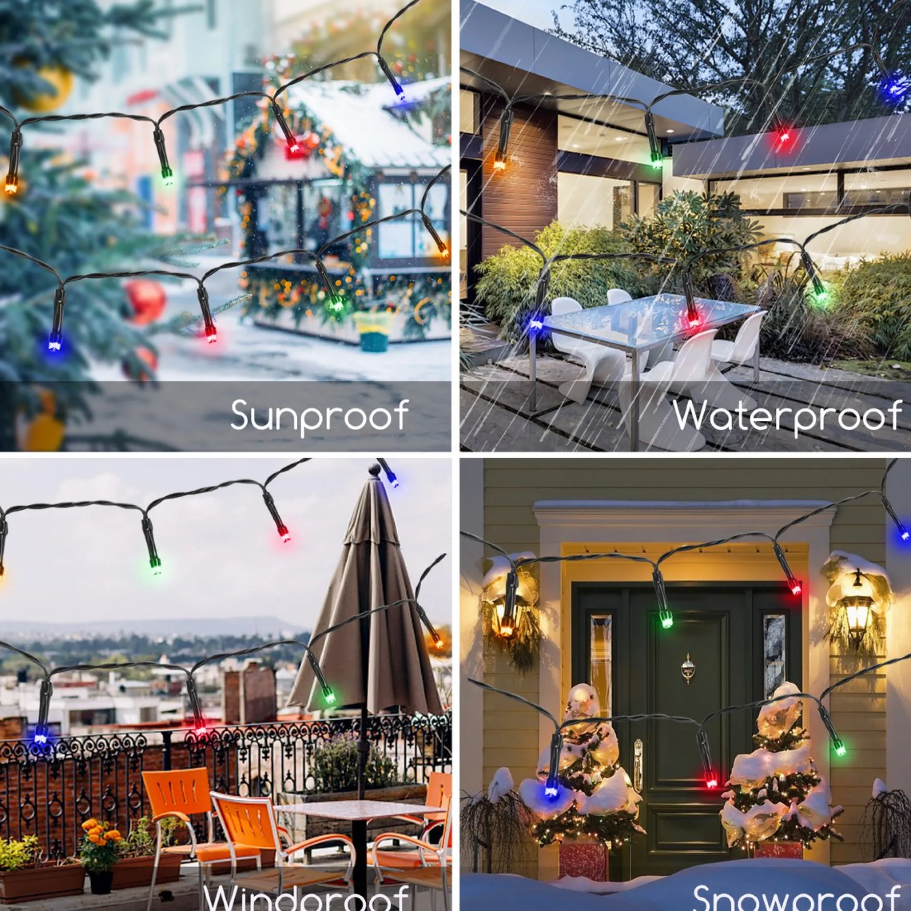Aigostar Kerstlichtsnoeren^ 10Vrf Kerstboomverlichting - Tuinverlichting - Energie Lichtsnoer - Partyverlichting - 100 Leds - Kerstverlichting Buiten - Lichtsnoeren - Meerdere Kleuren - 11.9M - Ip44
