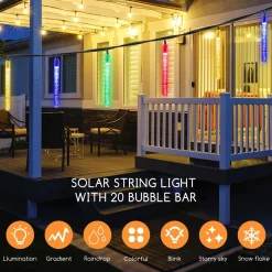 Aigostar Kerstlichtsnoeren^ 10Vrl Tuinverlichting Lichtsnoer - Kerstverlichting Buiten - Zonne Energie - 20 Led - Partyverlichting - 5.8M - Buiten