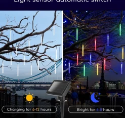 Aigostar Kerstlichtsnoeren^ 10Vrl Tuinverlichting Lichtsnoer - Kerstverlichting Buiten - Zonne Energie - 20 Led - Partyverlichting - 5.8M - Buiten