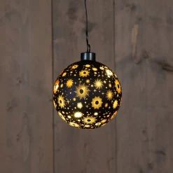 Anna's Collection Verlichte Kerstfiguren^Anna Collection Verlichte Kerstballen - 2X St- Zwart Kosmos - D10 Cm - Warm Wit