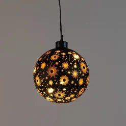 Anna's Collection Verlichte Kerstfiguren^Anna Collection Verlichte Kerstballen - 2X St- Zwart Kosmos - D10 Cm - Warm Wit