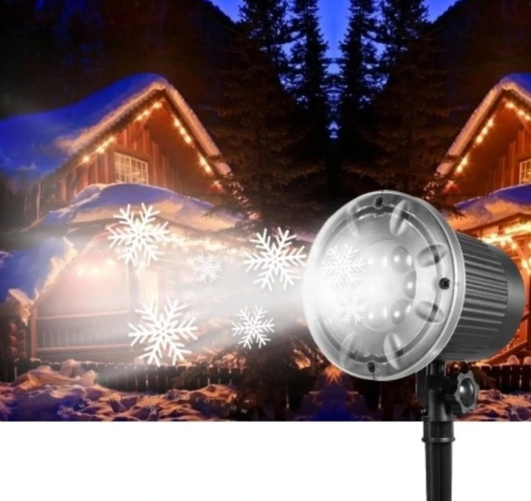 Ariko Kerstlasers^ Led Lichteffect Projector - Sneeuwvlokken - Outdoor Ip44 Ip65 - Metaal - Kantelbaar - In Hoogte Verstelbaar (Bij Installatie) - Netstroom