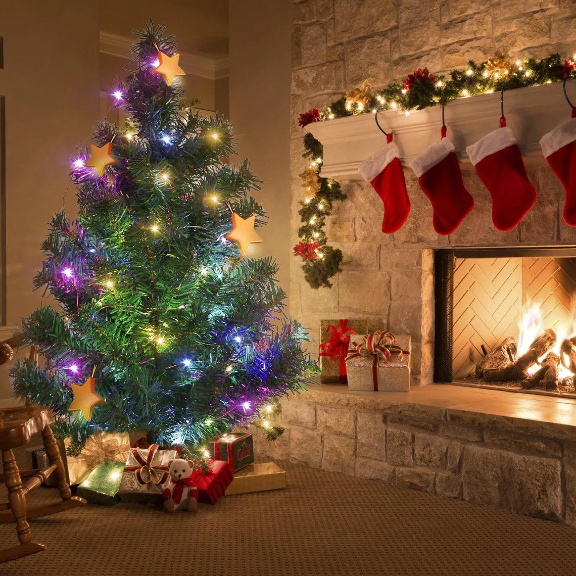Aukey Kerstlichtsnoeren^ Lt-Ss3 Lichtslingers, 10 Standen 10 Meter 100Leds Kerstverlichting Waterdichte Koperdraad Met Afstandsbediening En Kleurwissel Voor Tuin, Bruiloft, Feest, Binnen, Buiten (Rgb)