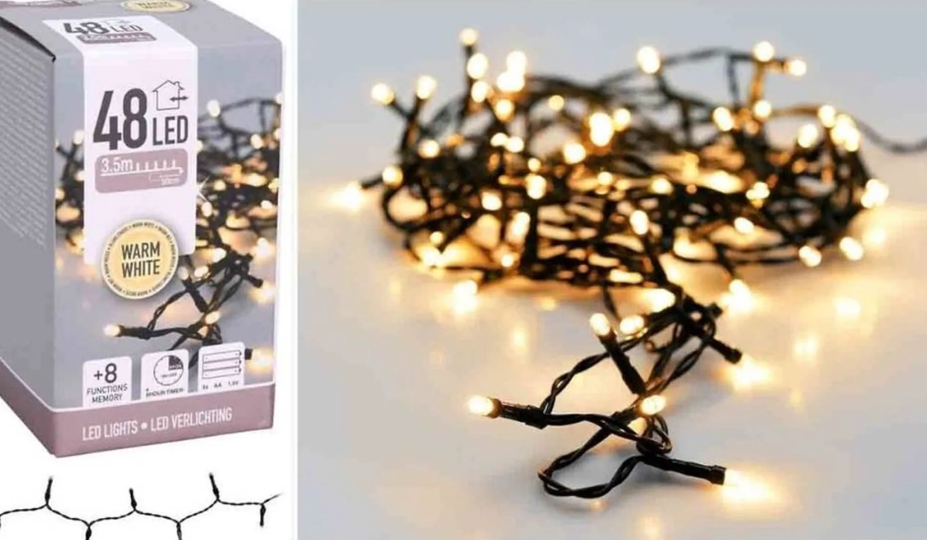 S.I.A. Kerstboomverlichting^Batterijverlichting 4Mtr 48L Wwit