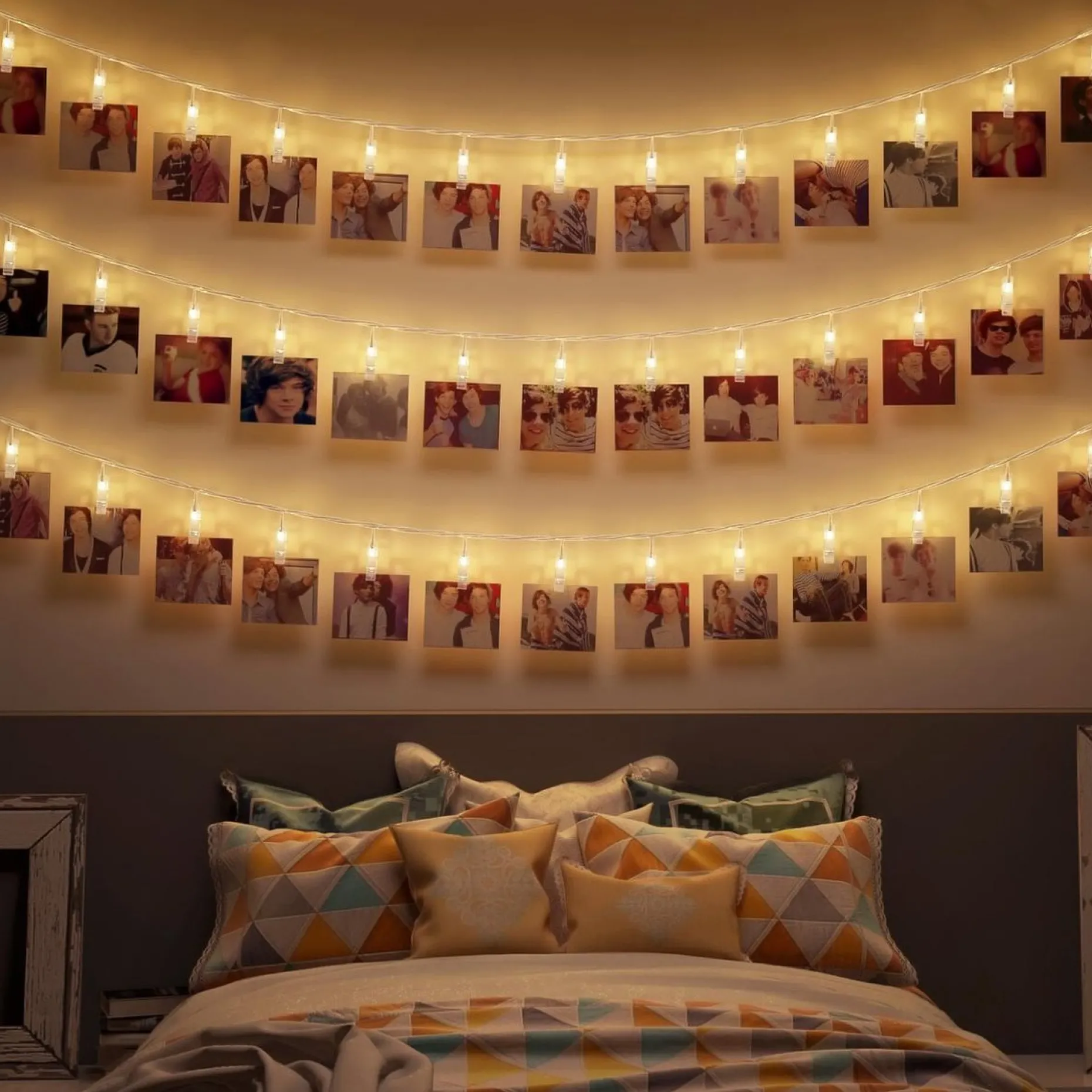 B.K.Licht Lichtgordijnen^ - Foto Lichtsnoer - Lichtslinger - Valentijn Cadeautje - Verlichting - Fotoclips - 40 Led's - L: 5M - Op Batterijen