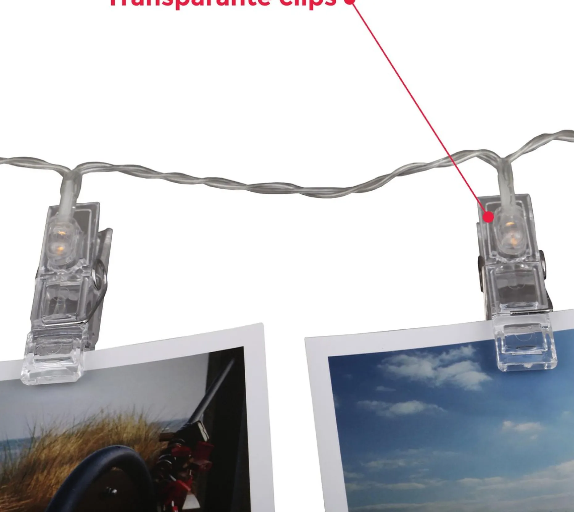 B.K.Licht Lichtgordijnen^ - Foto Lichtsnoer - Lichtslinger - Valentijn Cadeautje - Verlichting - Fotoclips - 40 Led's - L: 5M - Op Batterijen
