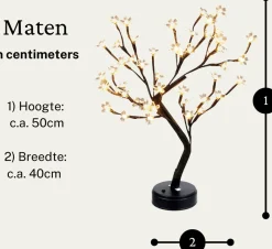 Merkloos Verlichte Kerstfiguren^Bonsai - Kerstbloesem - Led Kerstboom - Warm Wit - 48 Led - Licht Boom Warm Wit - Led Boom Binnen - 50Cm