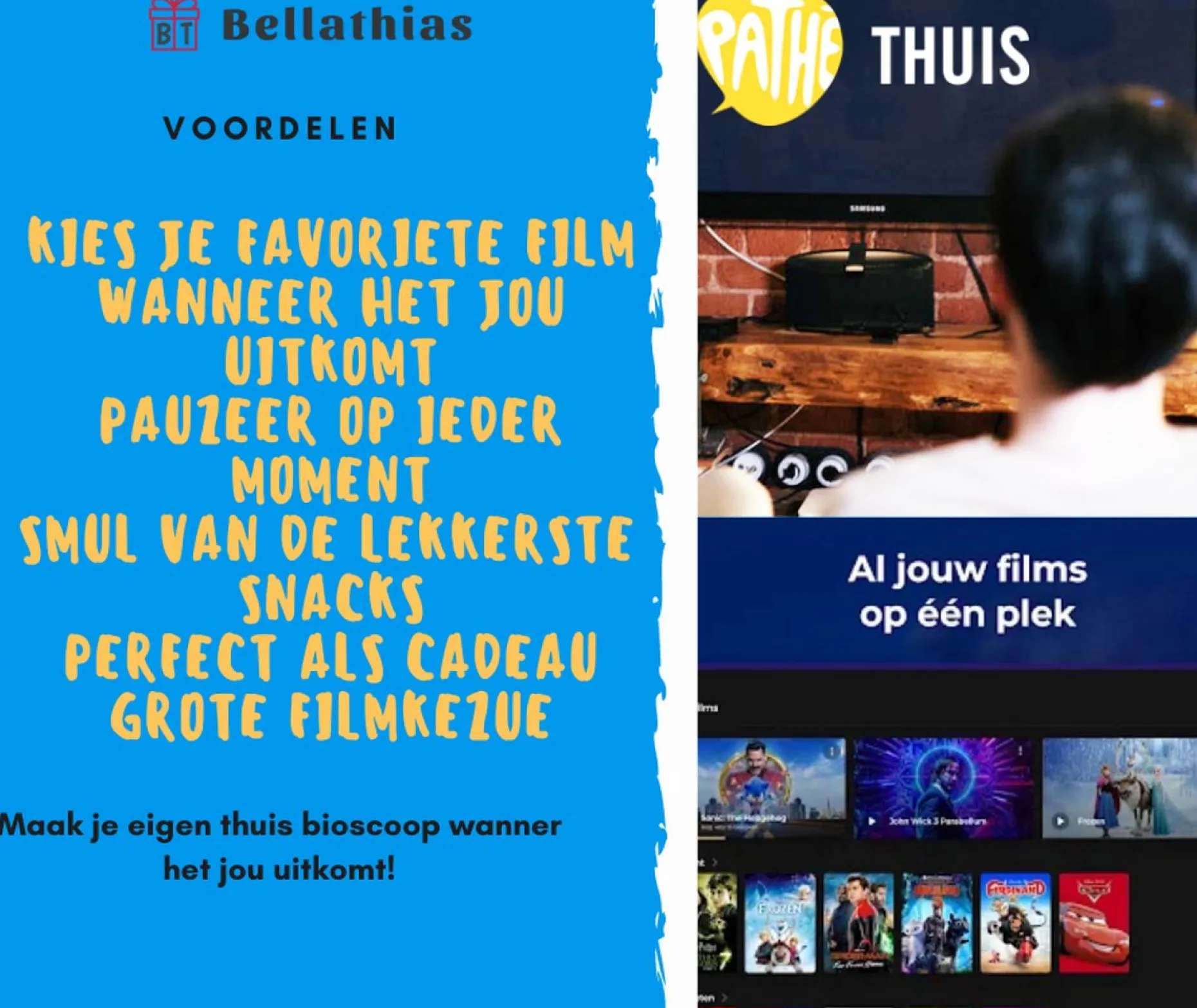 Bellathias Kerstpakketten^Cadeaupakket Filmpakket Xl – Leuke Cadeau - Pathe Thuis – Geschenkset – Geschenkpakket – Met Film Voucher