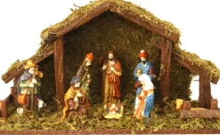Cheqo ® Kerststal Met 8 Figuren - Kersttafereel - Kerstdorp - 39 X 14 X H22.5Cm Cheap