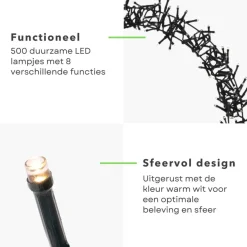 Cheqo ® Lichtgevende Kerstkrans - Kerstring - Kerstverlichting - Kerstdecoratie - 500 Led - O58Cm - 8 Lichtfuncties - Voor Binnen En Buiten Cheap