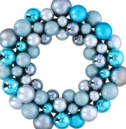Christmas gifts Kerstkrans - O 36 Cm - 55 Ballen - Blauw - Pvc Fashion