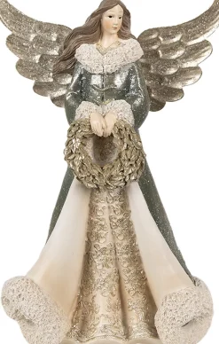 Clayre u0026 Eef Clayre & Eef Beeld Engel 24 Cm Grijs Polyresin Kerstfiguren Discount