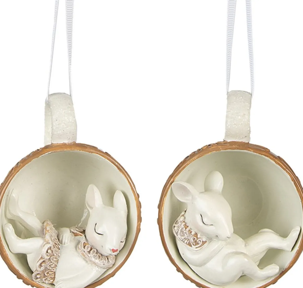 Clayre u0026 Eef Clayre & Eef Hanger Muis Set Van 2 10X7X6 Cm Beige Polyresin Cheap