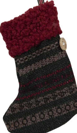 Clayre u0026 Eef Clayre & Eef Kerstsok 17 Cm Groen Rood Synthetisch Outlet