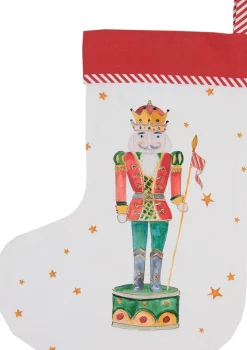 Clayre u0026 Eef Clayre & Eef Kerstsok Decoratie Kerstsok 30*40 Cm Wit Rood Katoen Notenkraker Kerstsok Hanger Best Sale