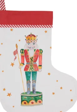 Clayre u0026 Eef Clayre & Eef Kerstsok Decoratie Kerstsok 30*40 Cm Wit Rood Katoen Notenkraker Kerstsok Hanger Best Sale