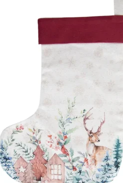 Clayre u0026 Eef Clayre & Eef Kerstsok 30X40 Cm Wit Rood Katoen Kerstsok Flash Sale