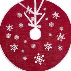 Selwo Kerstboomstandaarden^75 Cm Kerstboom Rok Rood Jute Kerstboomtapijt Ornamenten Decoratie Voor Kerstmis
