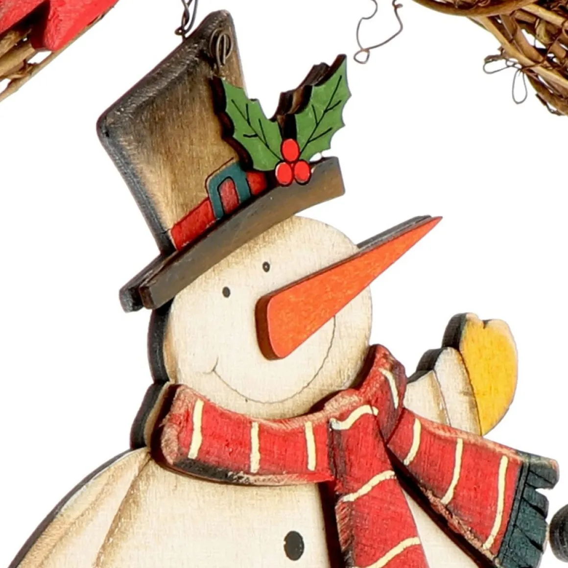 * Com-Four® Kerstkrans Gevlochten - Deurkrans"Welkom" Voor Kerstmis - Kerstdecoratie Om Op Te Hangen - Houten Krans Ca. O 31 Cm (Sneeuwpop - L) Hot