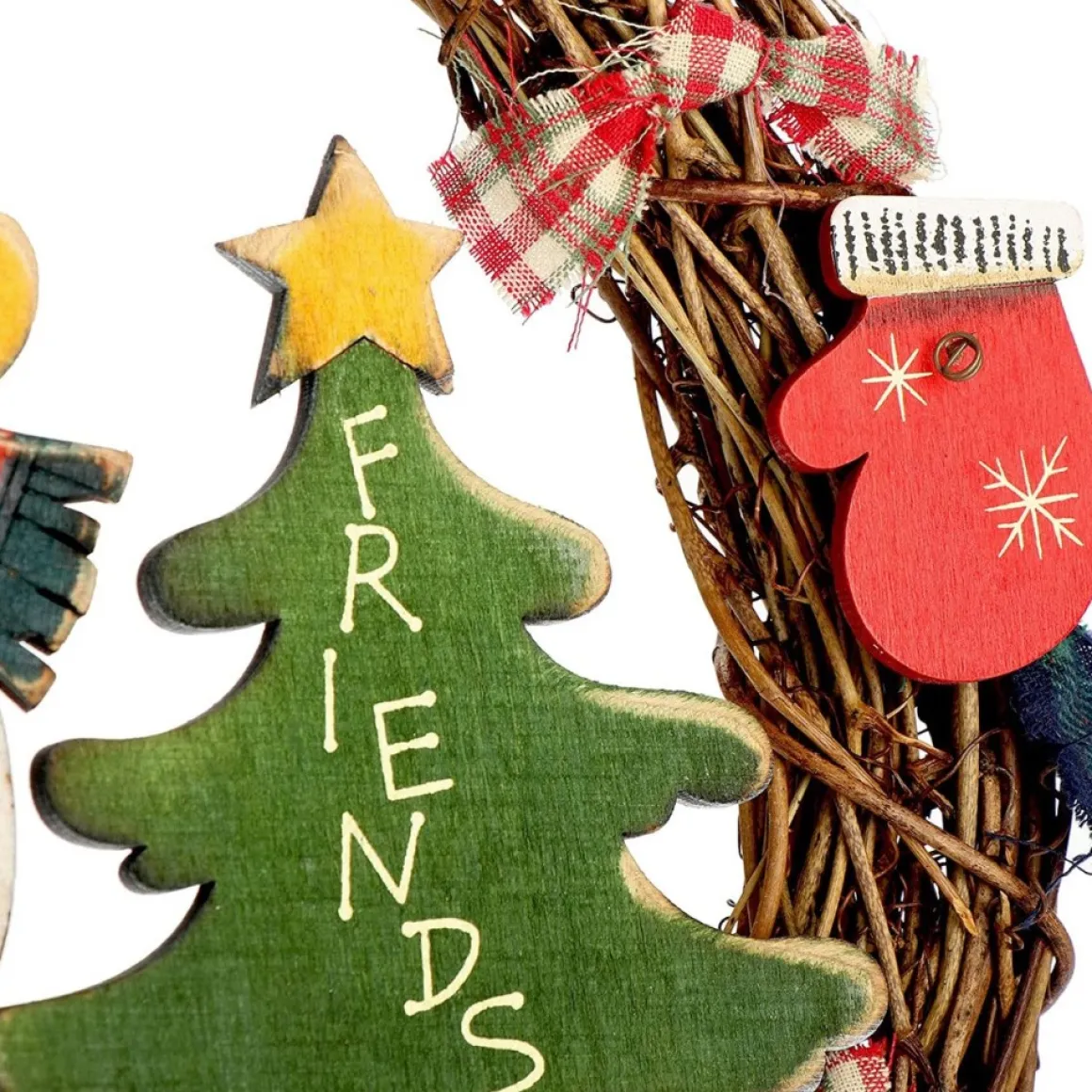 * Com-Four® Kerstkrans Gevlochten - Deurkrans"Welkom" Voor Kerstmis - Kerstdecoratie Om Op Te Hangen - Houten Krans Ca. O 31 Cm (Sneeuwpop - L) Hot