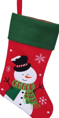 Merkloos Decoratie Kerstsokken - Set 2X St - Rood - Kerstman En Sneeuwpop- H45 Cm Fashion