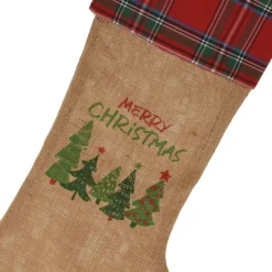 Merkloos Decoratie Kerstsokken - 2X Stuks - H52 Cm - Jute/Polyester Hot