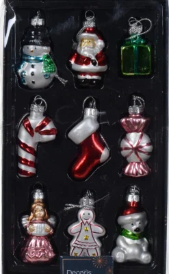 Decoris Kersthangers Kerst Figuurtjes - 9X St - Glas -4 Cm -Kerstornamenten Hot