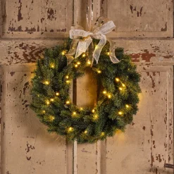 Merkloos Dennenkrans 40 Cm Met Verlichting - Deurkransen / Kerstkrans Fashion