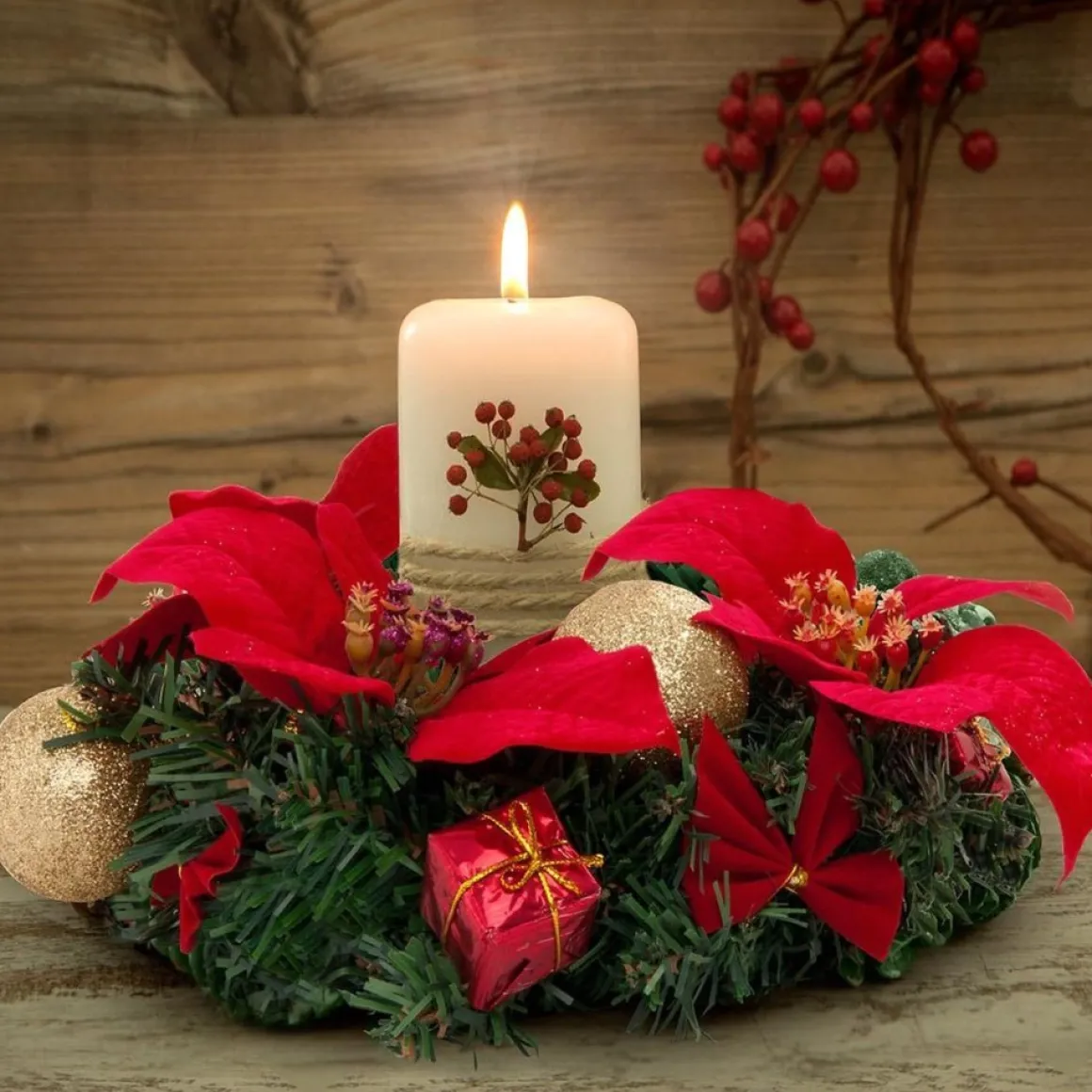 Monzana Deurkrans Kerstkrans 22Cm Rood Hot