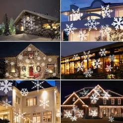 Dolami Kerstlasers^ Led Sneeuwvlok Sfeer Projector - Vallende Sneeuw Prikspot Voor Binnen En Buiten - Veilige Kerstverlichting