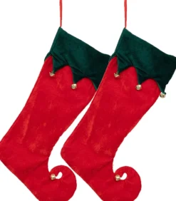 Feeric lights u0026 Christmas Feeric Christmas Decoratie Kerstsok - 2X St - Elf Laars - H45 Cm - Rood - Vilt Best