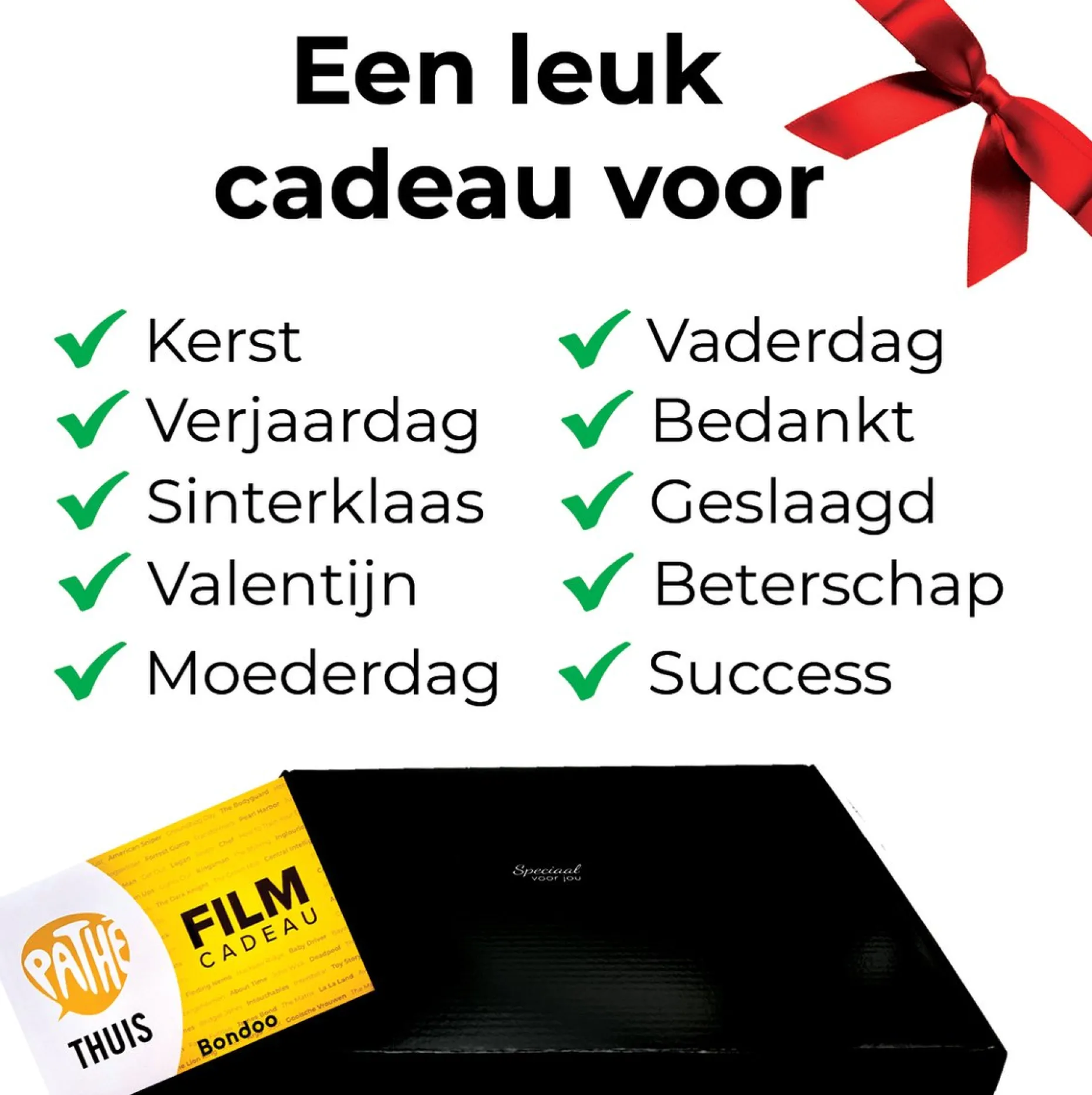 Bondoo Kerstpakketten^Filmpakket Xl - Pathe Thuis - Cadeaupakket Met Film Voucher - Brievenbus - Kerstcadeau