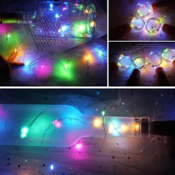 Fissaly Kerstlichtsnoeren^® 10 Stuks Gekleurde Led Kurk Flesverlichting Decoratie Incl. Batterijen – Feestverlichting & Sfeerlampen - Bottle Light Verlichting - Sfeerverlichting Met 200 Lichtjes In Lichtketting Voor Flessen