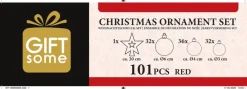 Gifts@Home Giftsome Kerstballen Set - Plastic Kerstballen - Incl. Piek - O 3/4/6 Cm - Kerstversiering Kerstboom - 101 Stuks: Mat, Glanzend, Glitter En Open - Rood Hot