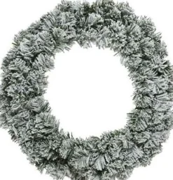 Decoris Groen/Witte Kerstkrans 50 Cm Imperial Met Kunstsneeuw - Kerstkransen Kerstversieringen/Kerstdecoraties Online