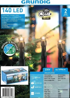 Grundig Kerstboomverlichting^ Kerstverlichting - 140 Led Lampjes - 8 Standen - Met Timer - 1890 Cm- 18.9 Meter - Warm Wit - Cristmas String Light