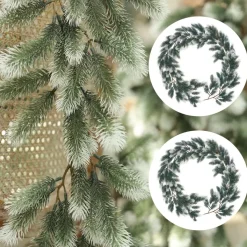 Trend24 Guirlande - Kerst Guirlande - Kerstguirlande - Kerstslinger - Deurkrans - Dennenslinger - Kerstslinger - Dennentak - 180 Cm (360 Cm Samen) - Groen - Wit - 2 Stuks New