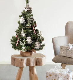 Everlands Kunstkerstbomen^Imperial Kant En Klare Kerstboom Inclusief Versiering - 60Cm Hoog - 10 Ornamenten - Groen Zilver