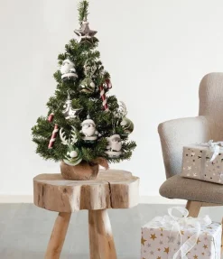 Everlands Kunstkerstbomen^Imperial Kant En Klare Kerstboom Inclusief Versiering - 60Cm Hoog - 10 Ornamenten - Groen Zilver