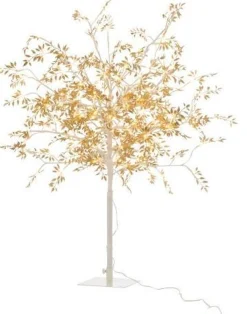 J-Line Decoratieve Kerstbomen^ Boom Blaadjes Glitter+Led Metaal Goud Medium