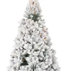 J-Line Echte Kerstbomen^ Kerstboom+Led Lichtjes Besneeuwd Plastiek Groen/Wit