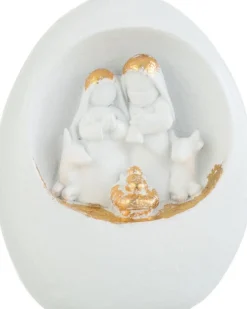 J-Line Kerststal In Steen Resine Wit/Goud Small Clearance