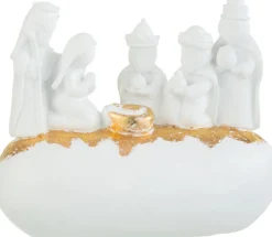J-Line Kerststal 3 Koningen Op Steen Resine Wit/Goud New
