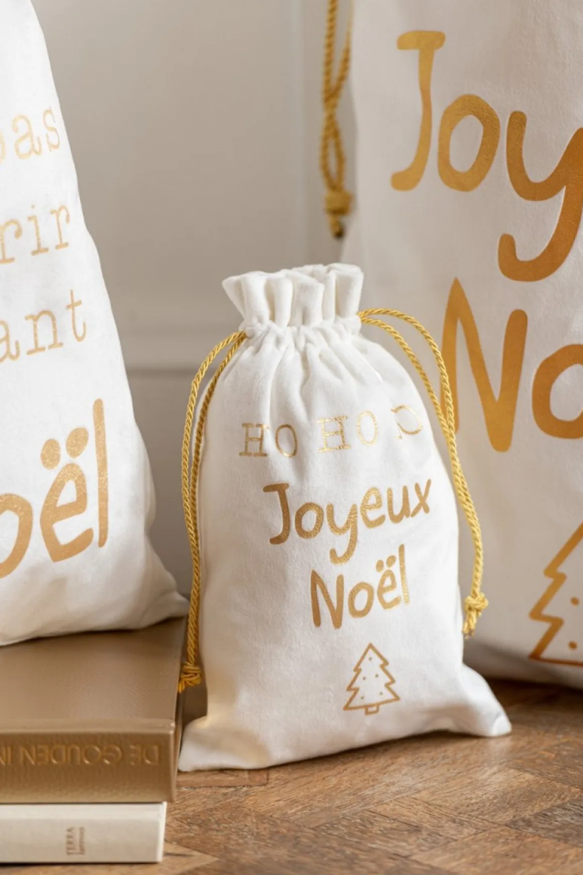 J-Line Zak Kerst Frans Velvet /Goud Medium Assortiment Van 3 Flash Sale