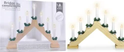 Merkloos Verlichte Kerstfiguren^Kaarsenbrug Met 7 Lampen - Hout