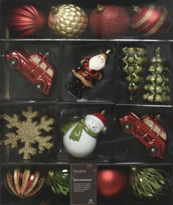 Decoris Kerstballen Mixdoos 25 St. | Rood/Groen/Goud Discount