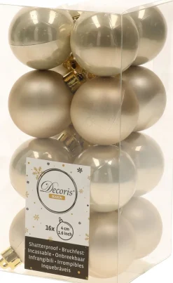 Decoris Kerstballen 32X St - Mix Champagne/Ijsblauw - 4 Cm - Kunststof - Kerstversiering Ijsblauw, Champagnekleurig, Parelmoer Shop